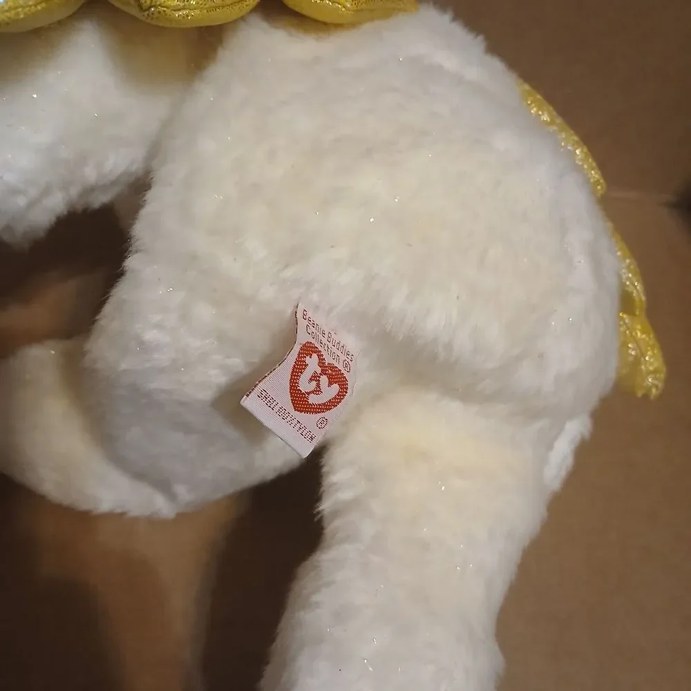 NEW Ty Vintage HALO ll BUDDY Angel Bear White Glitter Fur Toy Stuffed Animal